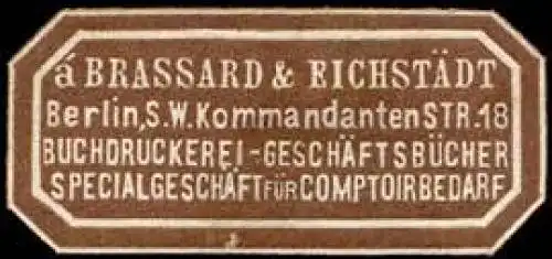 Buchdruckerei-GeschÃ¤ftsbÃ¼cherei a Brassard & EichstÃ¤dt - Berlin