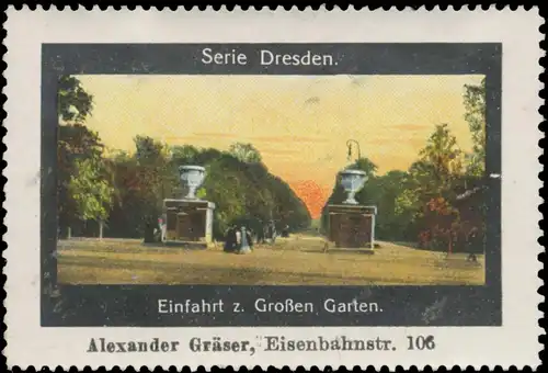 Einfahrt zum GroÃen Garten in Dresden