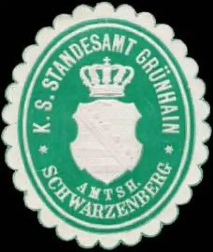 K.S. Standesamt GrÃ¼nhain Amtsh. Schwarzenberg