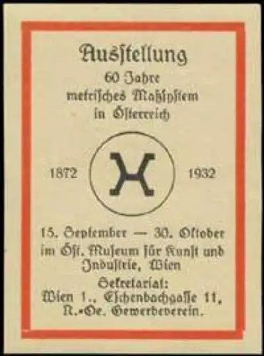 60 Jahre metrisches MaÃsystem in Ãsterreich