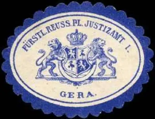 FÃ¼rstl. Reuss. Pl. Justizamt I. Gera