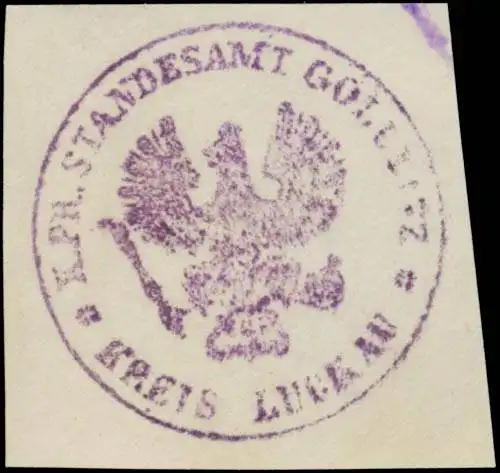 K.Pr. Standesamt GÃ¶llnitz Kreis Luckau/Lausitz