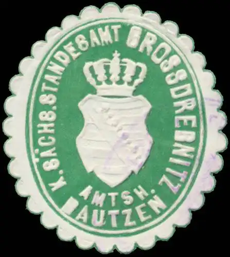 K.S. Standesamt GroÃdrebnitz Amtsh. Bautzen
