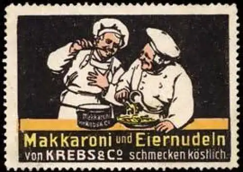 Koch mit Makkaroni und Eiernudeln