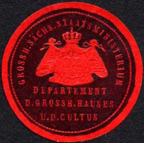 Gr. S. Staatsministerium Departement des Grossherzoglichen Hauses und des Cultus