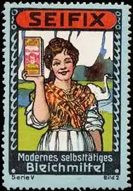 Die Hausfrau nimmt Seifix Bleichmittel