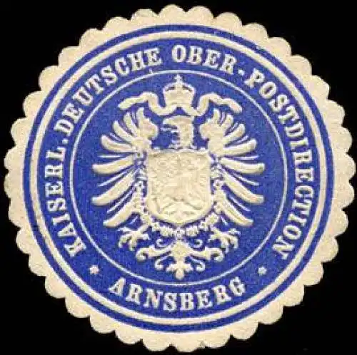 Kaiserliche Deutsche Ober - Postdirection - Arnsberg