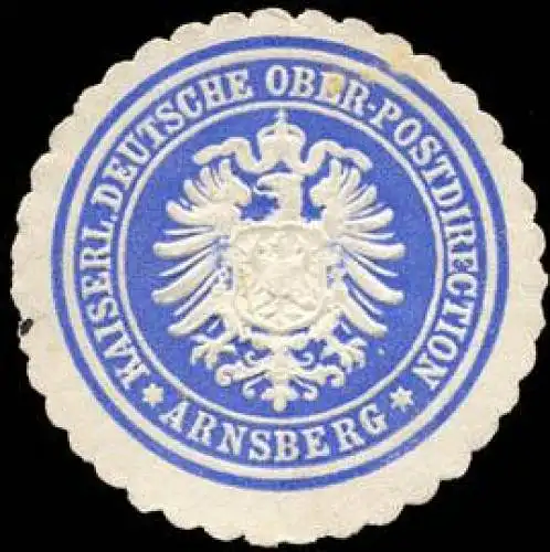 Kaiserliche Deutsche Ober - Postdirection - Arnsberg