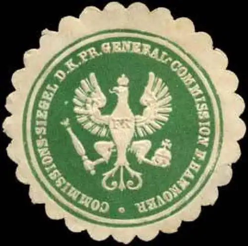 Commissions Siegel der KÃ¶niglich Preussischen General - Commission fÃ¼r Hannover