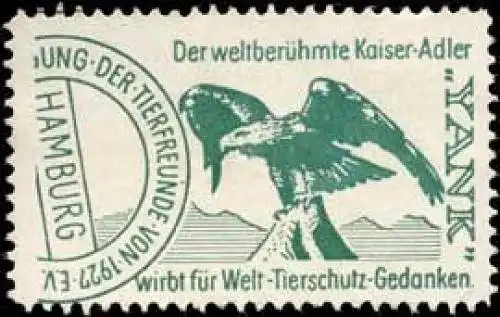 Der weltberÃ¼hmte Kaiser-Adler Yank wirbt fÃ¼r den Welt-Tierschutz