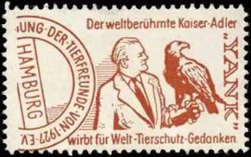 Der weltberÃ¼hmte Kaiser-Adler Yank wirbt fÃ¼r den Welt-Tierschutz