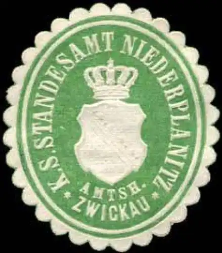 KÃ¶niglich SÃ¤chsisches Standesamt Niederplanitz - Amtshauptmannschaft Zwickau