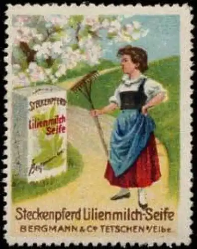 Frau mit Steckenpferd Lilienmilch-Seife
