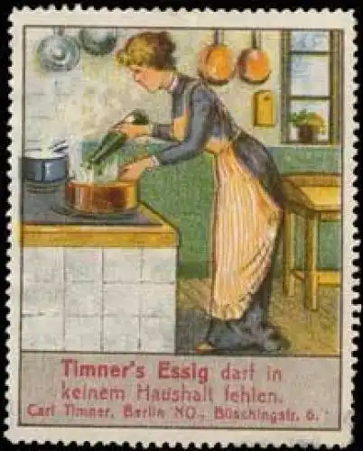 Hausfrau kocht in der KÃ¼che mit Timners Essig