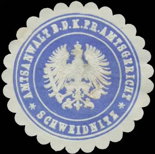 Amtsanwalt b.d. K.Pr. Amtsgericht Schweidnitz/Schlesien