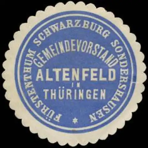 Gemeindevorstand Altenfeld/ThÃ¼ringen F. Schwarzburg Sondershausen