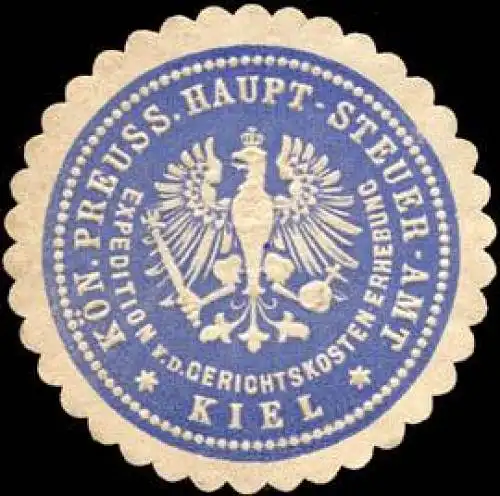 Königlich Preussische Haupt - Steuer - Amt - Kiel - Expedition von der Gerichtskosten Erhebung