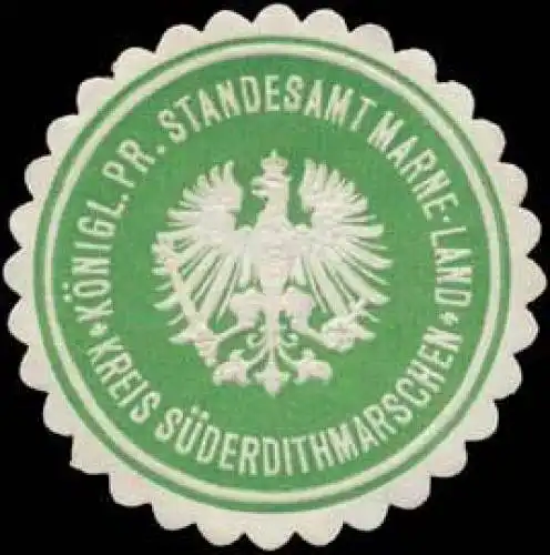 Königl. Pr. Standesamt Marne-Land Kreis Süderdithmarschen