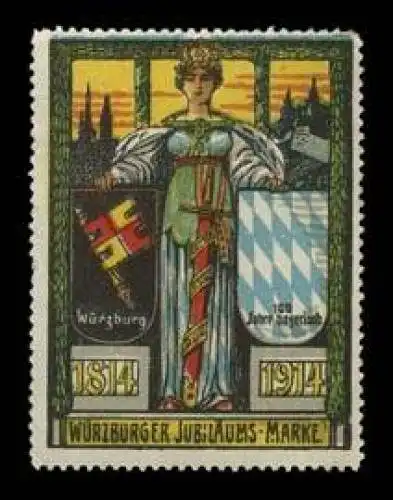 Würzburger Jubiläums - Marke 1814 - 1914