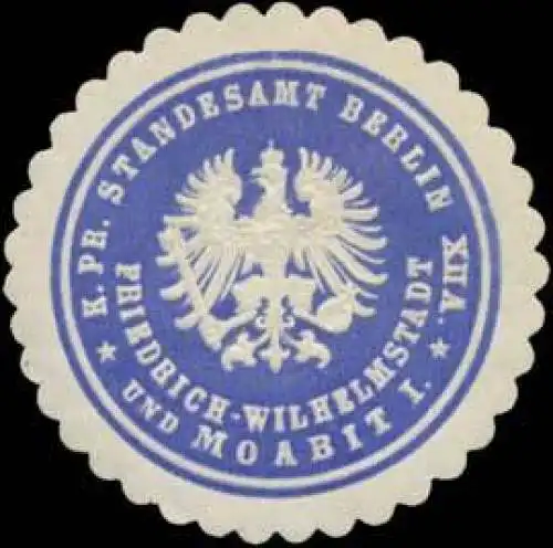 K.Pr. Standesamt Berlin XIIA Friedrich-Wilhelmstadt und Moabit