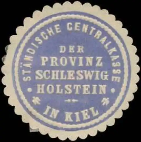 StÃ¤ndische Centralkasse der Provinz Schleswig Holstein in Kiel