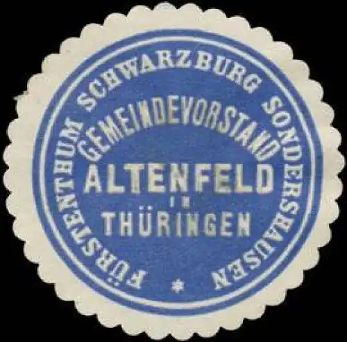 Gemeindevorstand Altenfeld/ThÃ¼ringen F. Schwarzburg Sondershausen