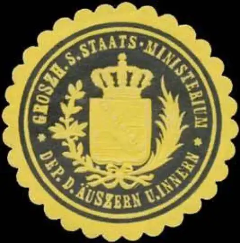 Gr. S. Staats-Ministerium Dep. des Ãussern und Innern