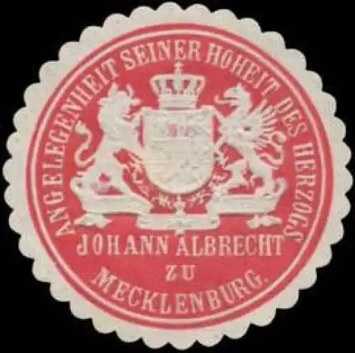 Angelegenheit S.H. des Herzogs Johann Albrecht zu Mecklenburg