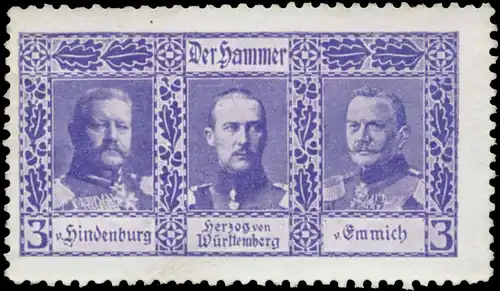 Paul von Hindenburg, Herzog von WÃ¼rttemberg, Otto von Emmich