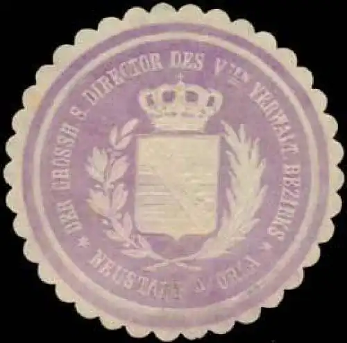 Der Gr. S. Director des Vten Verwaltungsbezirks Neustadt/Orla