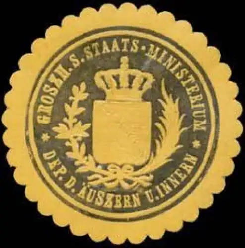 Gr. S. Staats-Ministerium Dep. des Ãussern und Innern