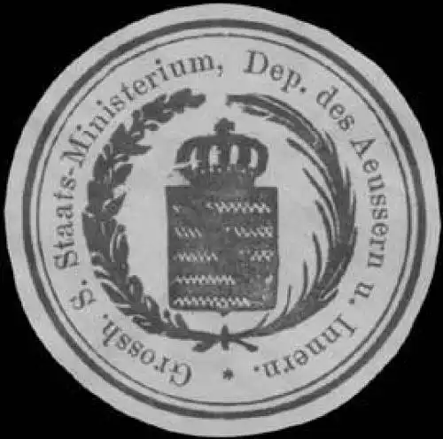 Gr. S. Staats-Ministerium Dep. des Ãussern und Innern