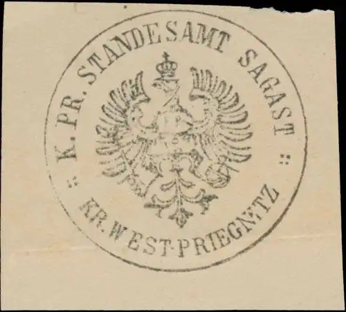 K.Pr. Standesamt Sagast Kreis West-Prignitz