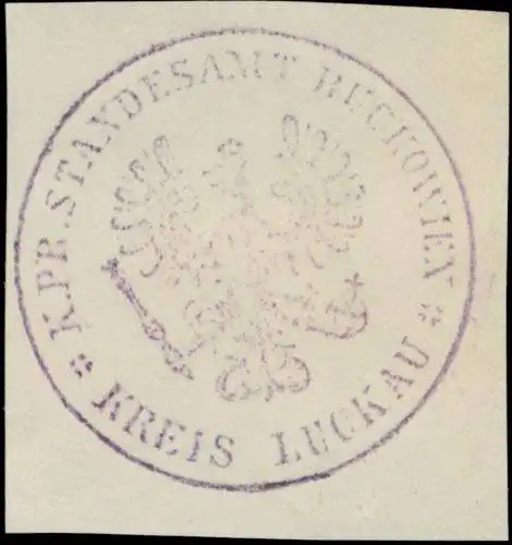 K.Pr. Standesamt Buckowien Kreis Luckau/Lausitz