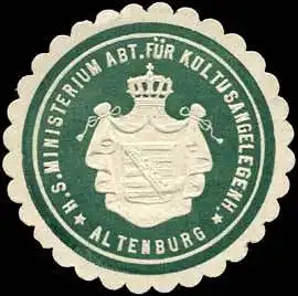 Herzoglich SÃ¤chsisches Ministerium Abteilung fÃ¼r Kultusangelegenheiten - Altenburg
