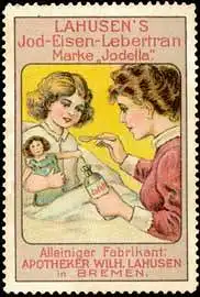 Lahusens Jod-Eisen-Lebertran Marke Jodella