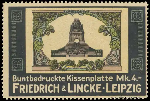 VÃ¶lkerschlachtdenkmal als buntbedruckte Kissenplatte