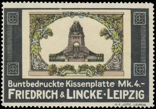 VÃ¶lkerschlachtdenkmal als buntbedruckte Kissenplatte