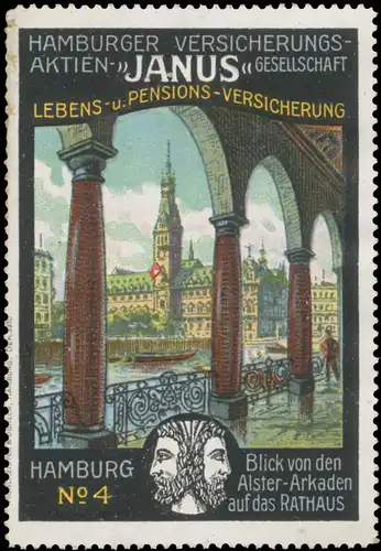 Blick von den Alster-Arkaden auf das Rathaus von Hamburg