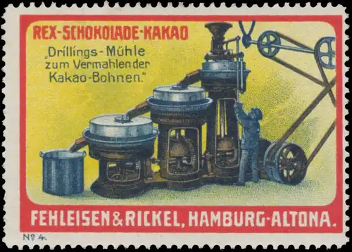 Drillings-MÃ¼hle zum vermahlen der Kakao-Bohnen