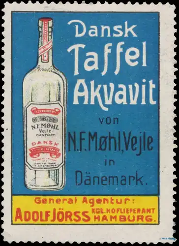 Dansk Taffel Akvavit von N.F. Mohl, Vejle in DÃ¤nemark