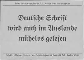 Deutsche Schrift wird auch im Auslande mÃ¼helos gelesen