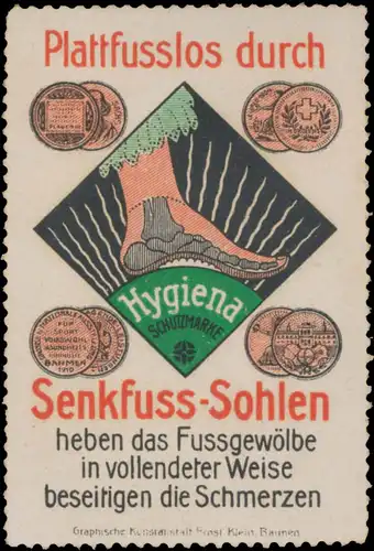 Plattfusslos durch Hygiena Senkfuss-Sohlen