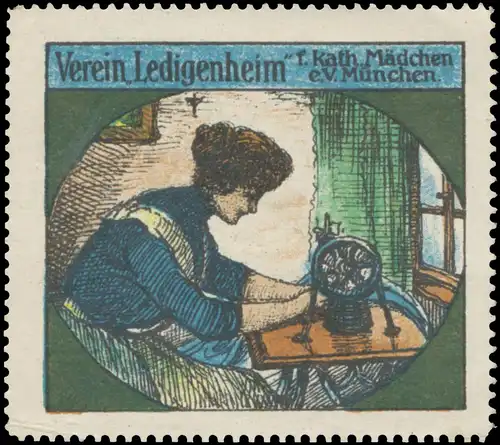 Mädchen an der Nähmaschine