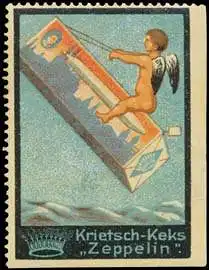 Engel fliegt mit Krietsch-Keks Zeppelin