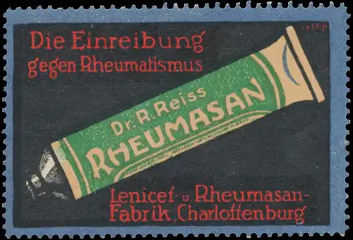 Die Einreibung gegen Rheumatismus. Rheumasan