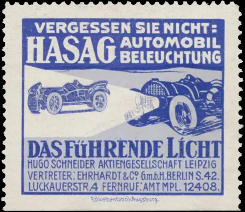 Vergessen Sie nicht: HASAG Automobil Beleuchtung