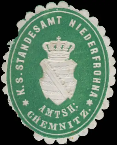 K.S. Standesamt Niederfrohna Amtsh. Chemnitz