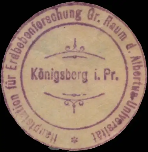 Hauptstation fÃ¼r Erdbebenforschung Gr. Raum der Albertus-UniversitÃ¤t