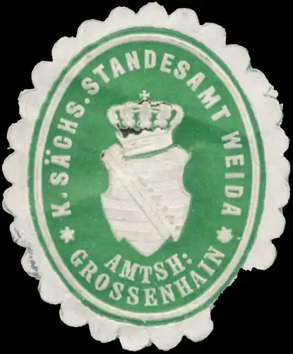 K. SÃ¤chs. Standesamt Weida Amtsh. Grossenhain